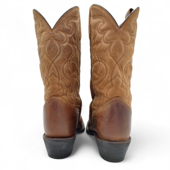 Laredo Maddie Women's Size 8.5 W Distressed Tan Embroidered R Toe Mid Calf Boots - Picture 13 of 16